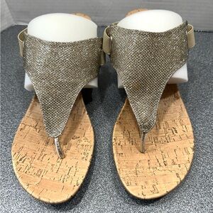 St John’s Bay gold glitter wedge sandal SZ 12M